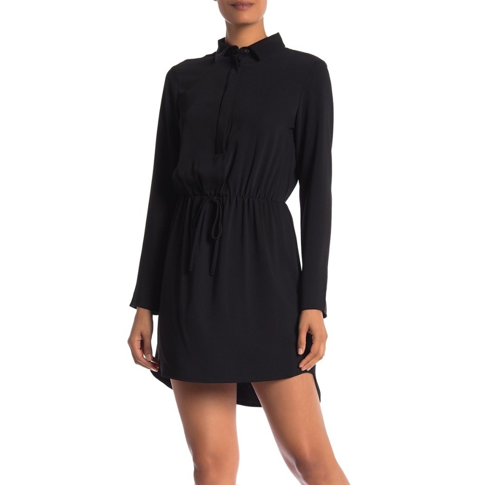 A BY AMANDA Heleni Black Collared Tie Waist Dress Small NWT